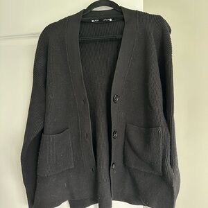 Zara Black Ribbed Button Cardigan